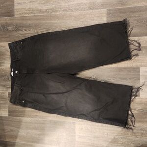 SIZE 18 BLACK DENIM WIDE LEG EXTRA HIGH RISE